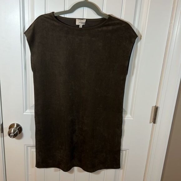 Aritzia Dresses & Skirts - Artiza Wilfred Free Nori brown faux suede dress size XS sheath dress mini